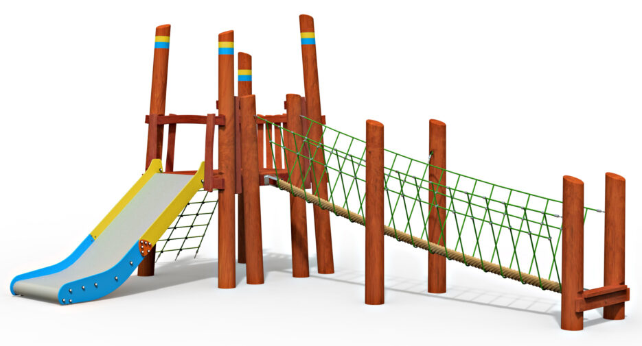 NPF-01 Iron Bark Log Play Fort 2.4m x 1.2m with Wide Slide