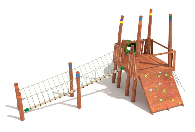 NPF-02 Iron Bark Log Play Fort 2.4m x 1.2m with Tube Slide